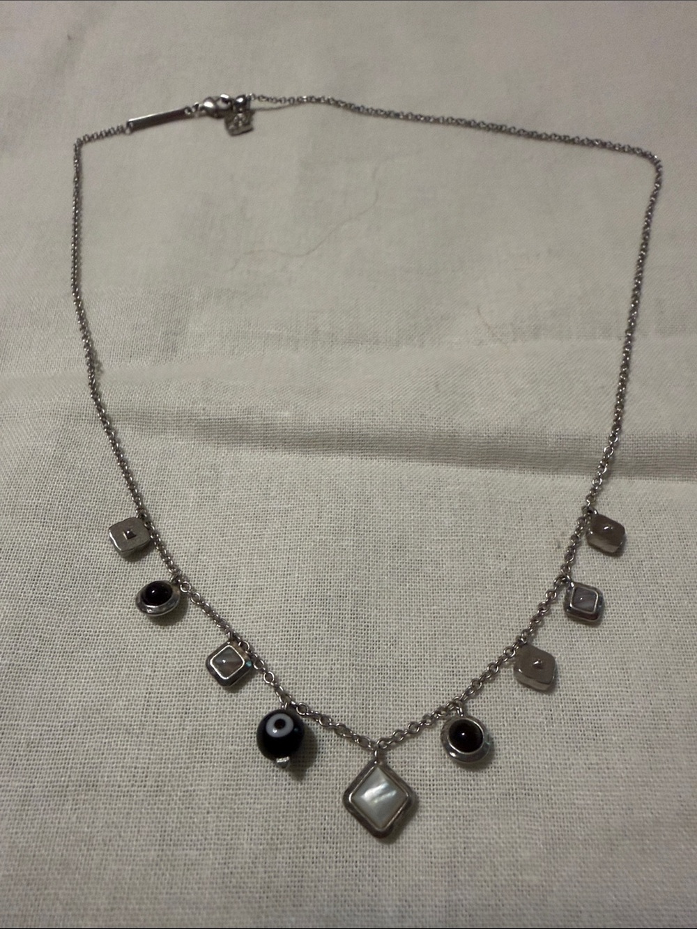 Kendra Scott Silver Necklace with Black and Gray Accents